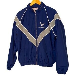 JWOD Skilcraft US Air Force Size M Navy Blue and Gray Zip Up Track Suit w/ Hood